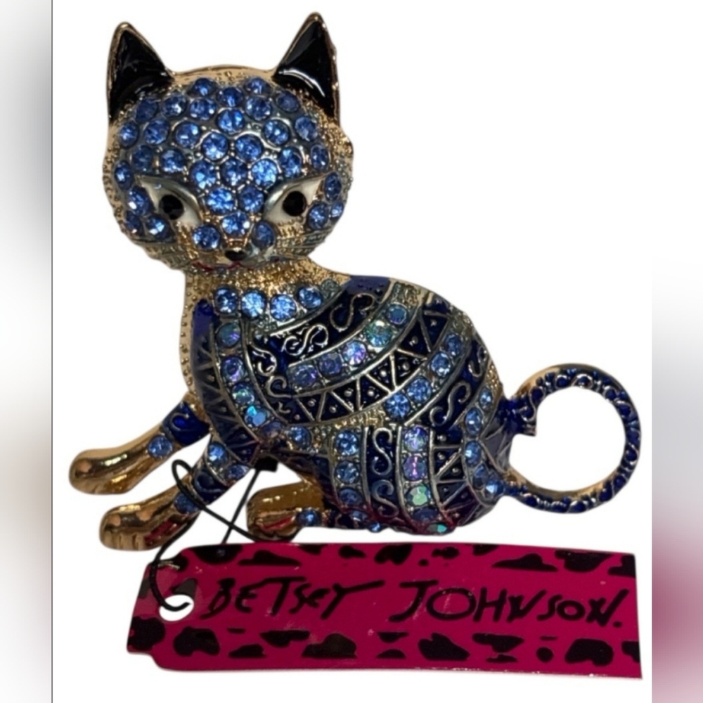 Betsey Johnson Jeweled Cat Brooch
